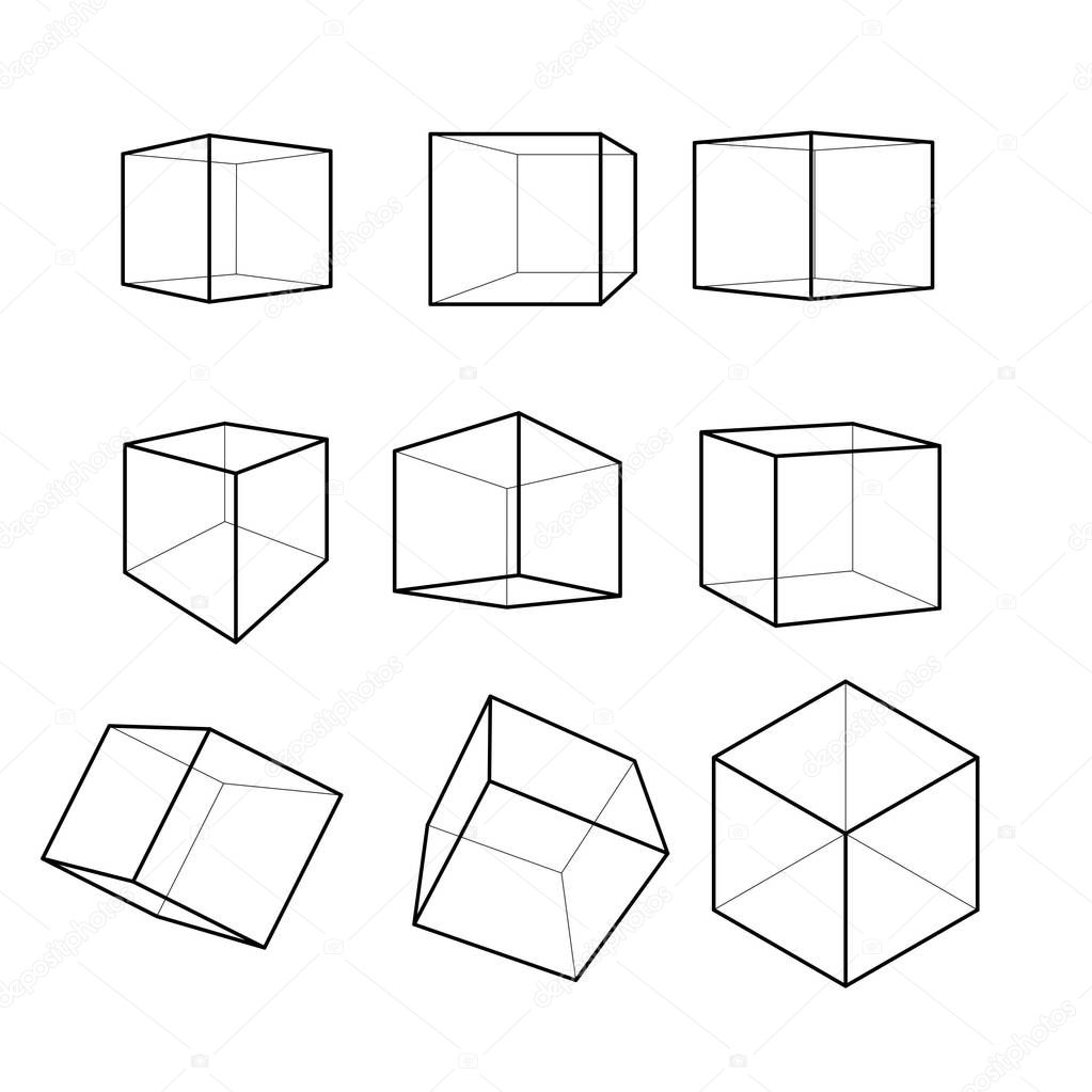 Cube contruction vector clip art set