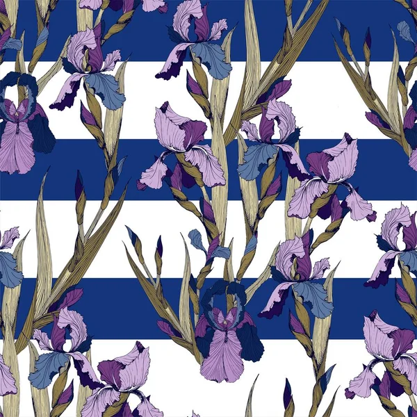 Iris fiori vettore modello senza soluzione di continuità — Vettoriale Stock