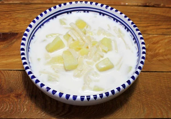Milk soup made from homemade noodles and potatoes