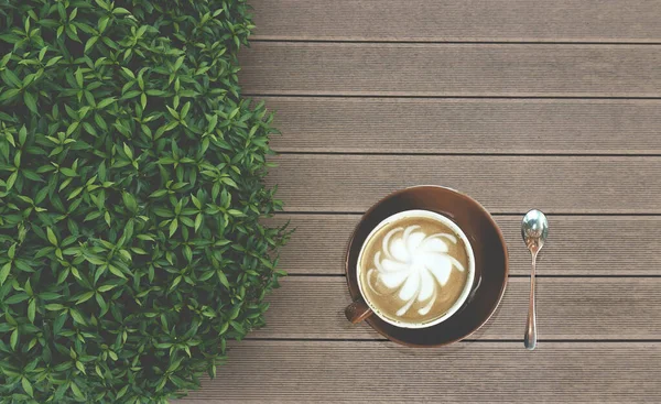 Bebida Saborosa Uma Xícara Café Capuccino Decorado Com Leite Padrão — Fotografia de Stock