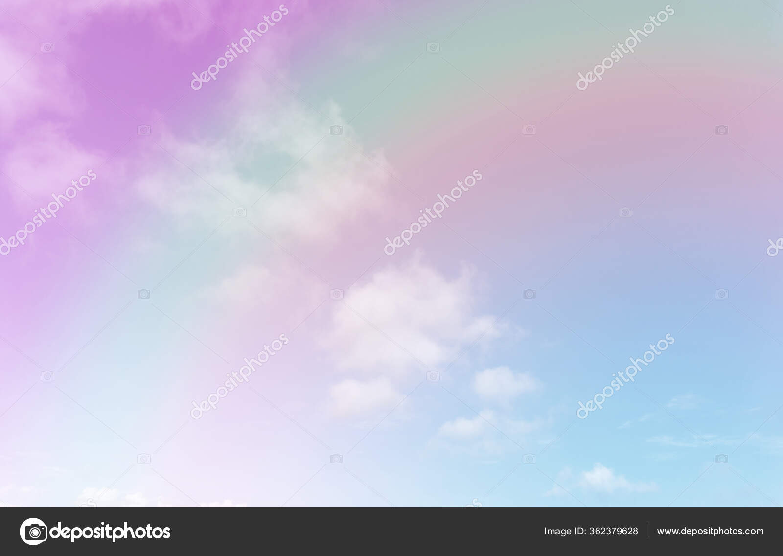 Beautiful Pastel Color Rainbow Shade White Fluffy Clouds Colorful Blue  Stock Photo by ©aimful 362379628