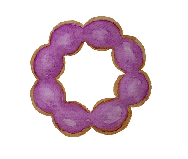 Aquarel Hand Schilderen Illustratie Van Enkele Bruine Overpeinzing Donut Ontslagen — Stockfoto