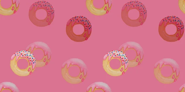 Watercolor Mão Pintura Ilustração Donuts Sem Costura Demitido Donut Redondo — Fotografia de Stock