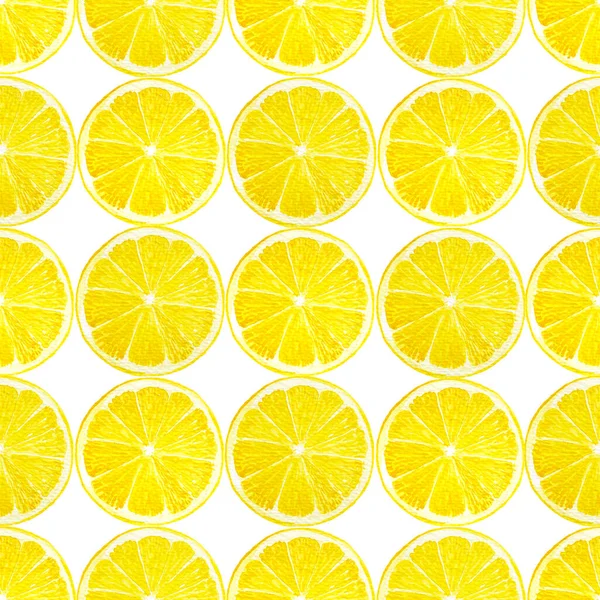 Illustration Peinture Main Aquarelle Motif Sans Couture Fruits Citron Jaune — Photo