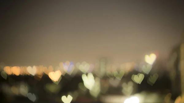 Bokeh Fotoğraf Yumuşak Bulanık Kırmızı Sarı Beyaz Kalpler Işık Parlak — Stok fotoğraf