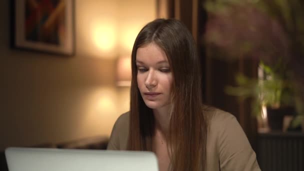 Close Up of Female Employee Browsing On Laptop — Stock video