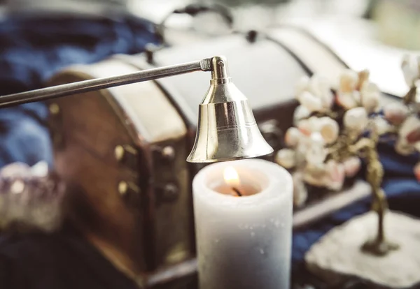 Stainless Steel Put Out Candle Flame Wick Long Handle Candle — Stock Photo, Image