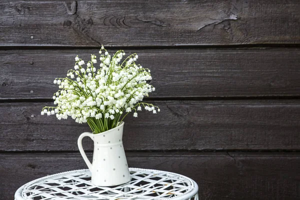 Kytice Bílých Květin Lily Údolí Convallaria Majalis Také Volal Květen — Stock fotografie