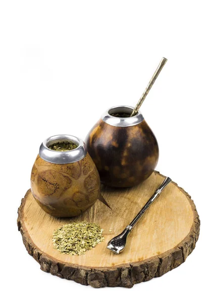 Dried Yerba Mate Tea White Backround Yerba Mate Tea Brown — Stock Photo, Image