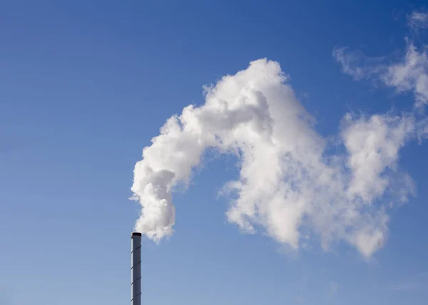 Co2 Coming Out Stack Blue Sky Background — Stock Photo, Image