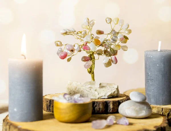 Árbol Gemas Feng Shui También Llamado Árbol Cristal Feng Shui —  Fotos de Stock