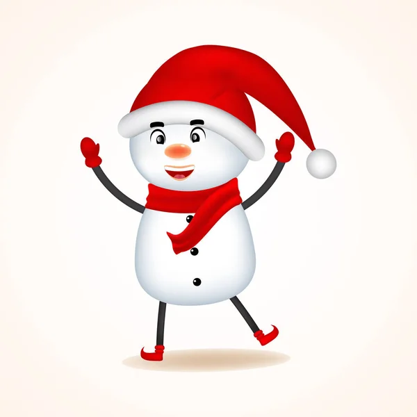 Счастливого Рождества Счастливого Рождества Снеговик Сидеть Большой Вывеске Красным Шарфом — стоковый вектор