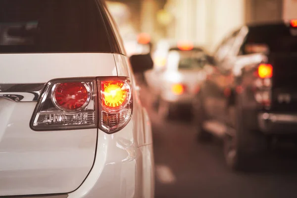 Sinais Luz Traseira Para Virar Carro Rua — Fotografia de Stock