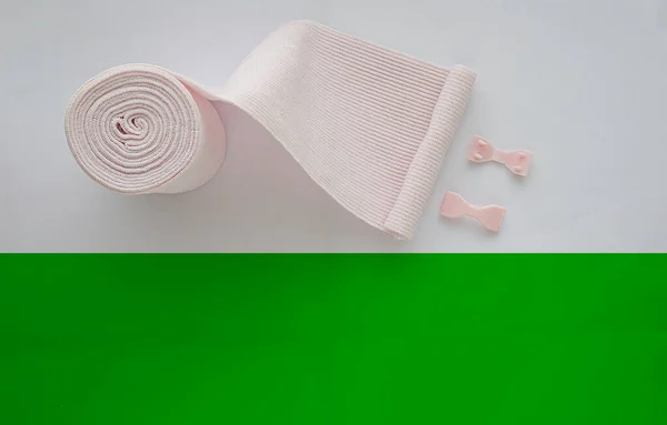 Bandage Élastique Rouleau Gaze Avec Espace Copie Vert — Photo