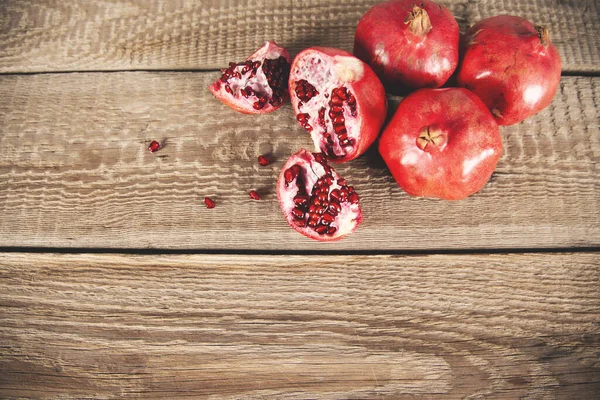 Pomegranates Wooden Table Background — Stock Photo, Image