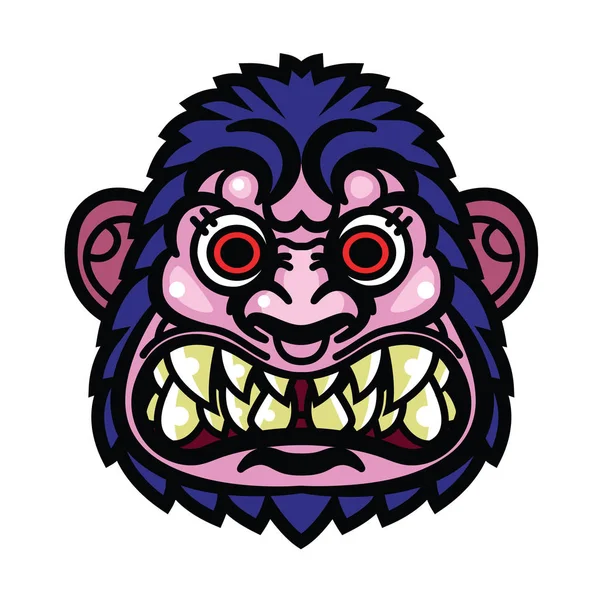 怒っている猿の頭 — ストックベクタ