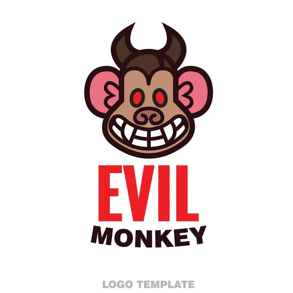 Plantilla de logotipo de cabeza de mono malvado — Vector de stock