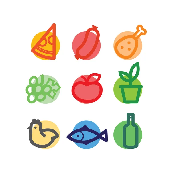 Iconos de alimentos estilizados — Archivo Imágenes Vectoriales