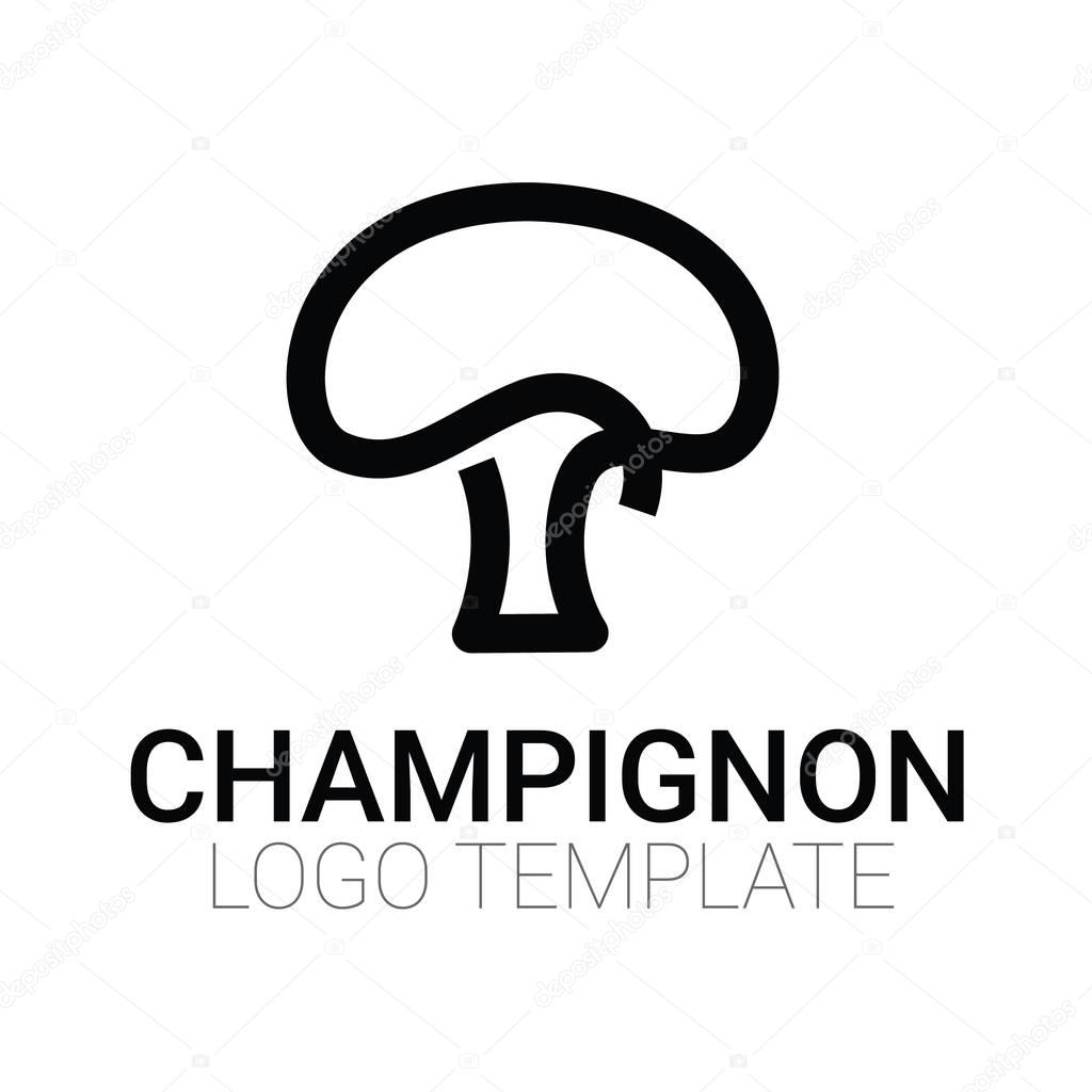 Stylish mushroom symbol or logo template - drawing one line vector Isolated