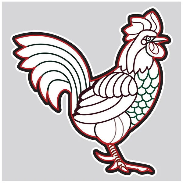 Patterned vector rooster — Stock Vector