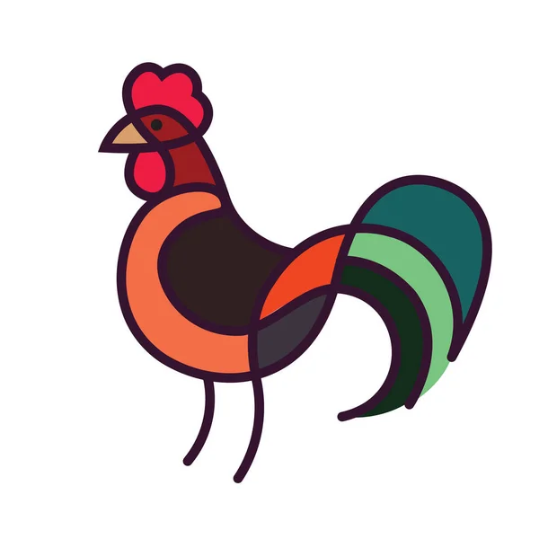 Hühnervektorsymbol im linearen flachen Stil — Stockvektor