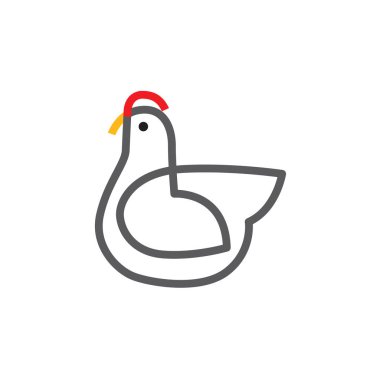 Tavuk vektör çizimi simge doğrusal düz stil