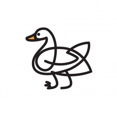 Kaz ya da ördek düz ince hat illüstrasyon vektör