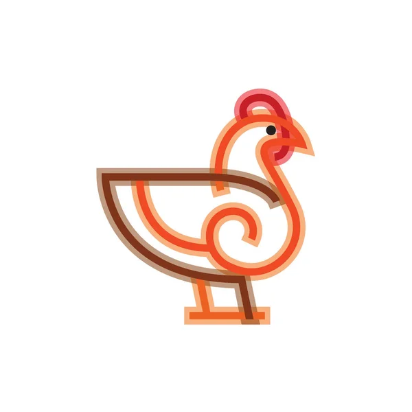 Pollo vector lineal estilo plano — Archivo Imágenes Vectoriales