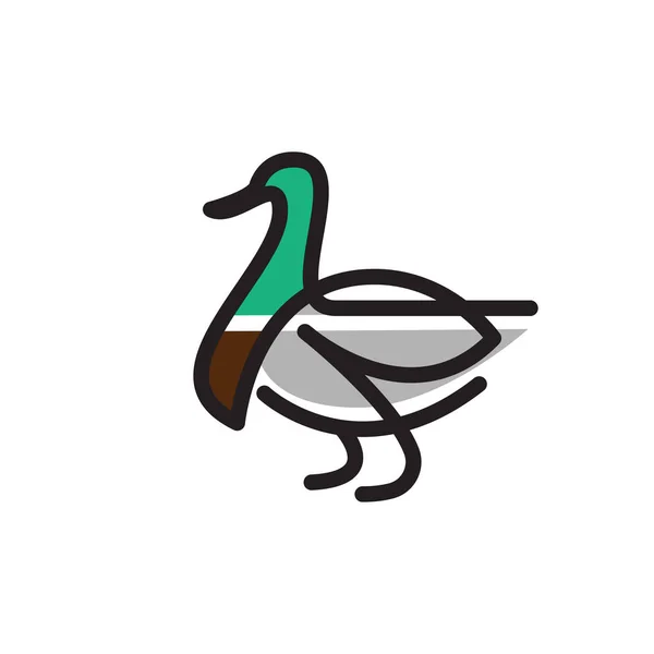 Illustration de ligne mince plate de vecteur d'oie ou de canard — Image vectorielle