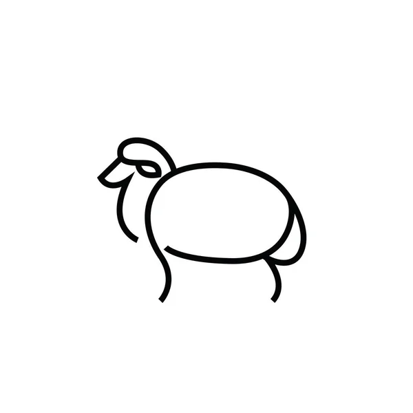 Linear stylized drawing of sheep or ram — Stock Vector