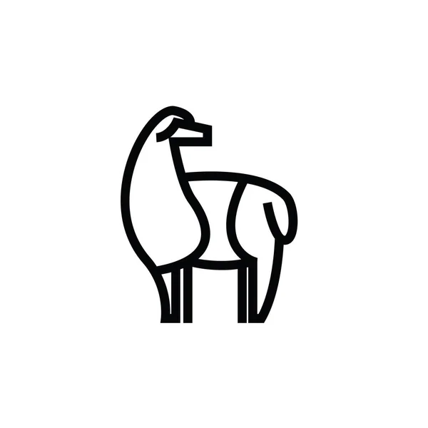 Lineární stylizovaná kresba Lama Alpaka nebo guanako — Stockový vektor