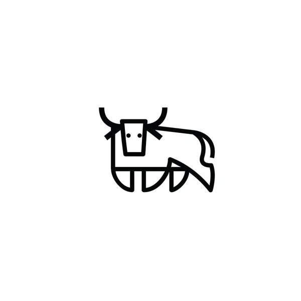 Lineaire gestileerde tekening koe of stier ox — Stockvector