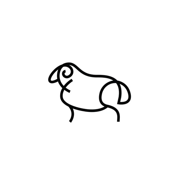 Lineare stilisierte Zeichnung von Schafen oder Widder — Stockvektor