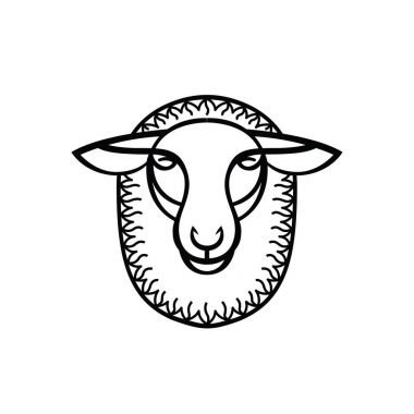 Lineer çizim - baş koyun veya ram stilize