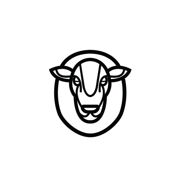 Linear stylized drawing - head of sheep or ram — Stock Vector