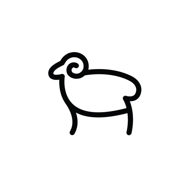 Lineare stilisierte Zeichnung von Schafen oder Widder — Stockvektor