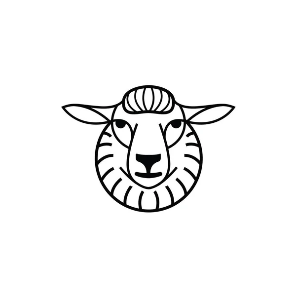 Linear stylized drawing - head of sheep or ram — Stock Vector