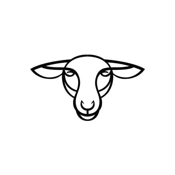 Desenho estilizado linear - cabeça de carneiro ou carneiro — Vetor de Stock
