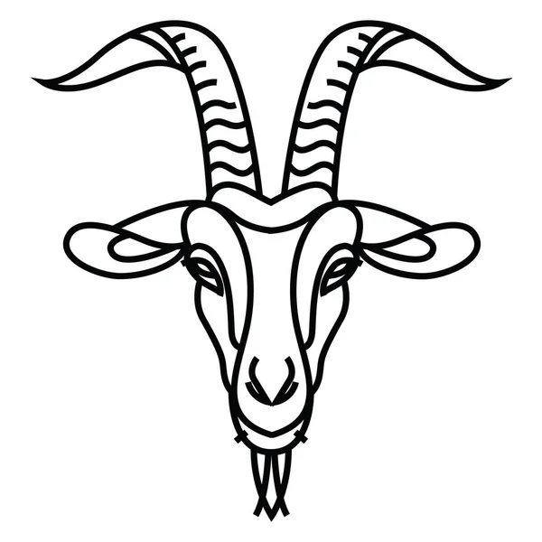 Disegno lineare stilizzato Testa di capra — Vettoriale Stock