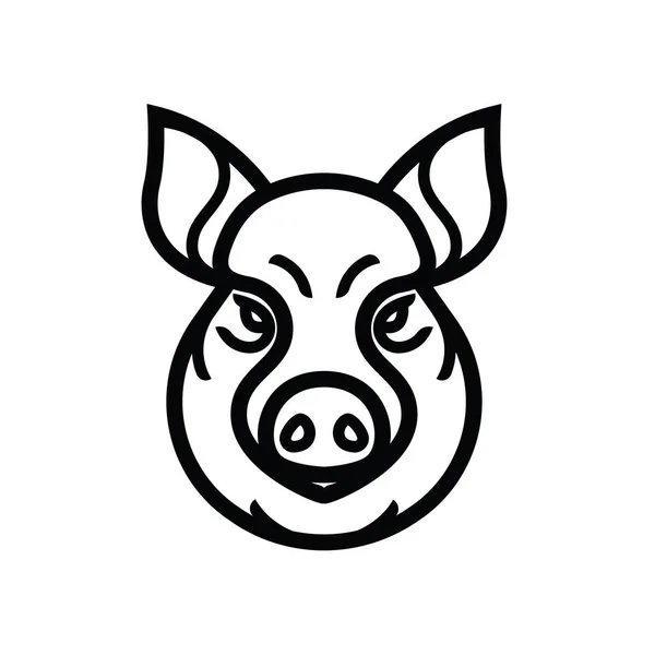 Vector linear image of swine or pig head — Stock Vector