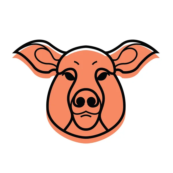 Imagem de cor vetorial da cabeça de porco ou suíno — Vetor de Stock