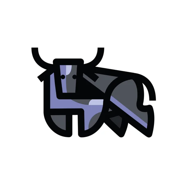 Barevné stylizovaná kresba stojan býk nebo kráva — Stockový vektor