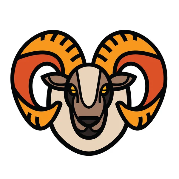 Drawing head of horned ram — Stock Vector