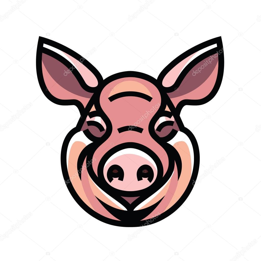Pig head mascot emblem - vector image of swine head