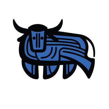 Renkli çizim stand boğa veya inek stilize