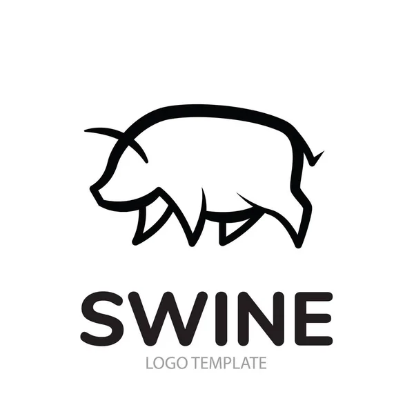 Linear stylized drawing of pig swine — Stock Vector