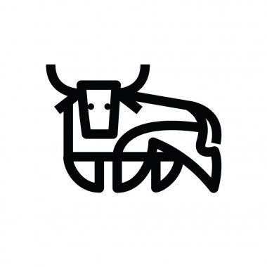 Lineer çizim stand boğa veya inek stilize