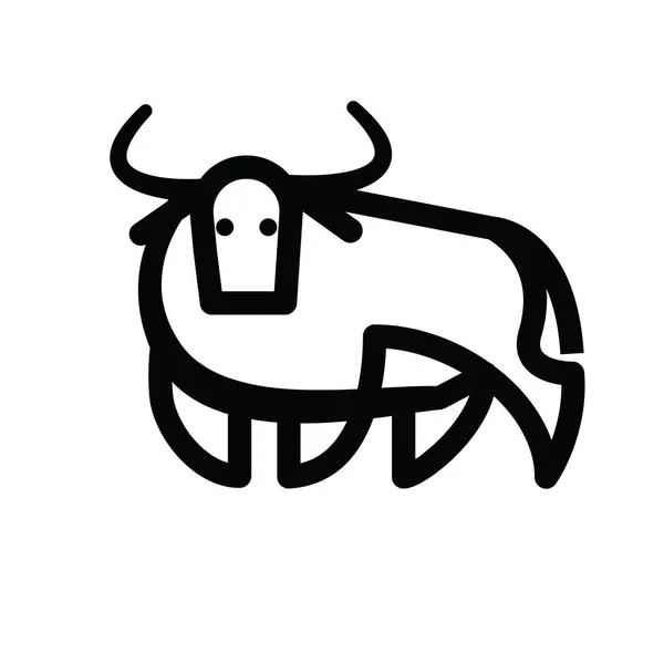 Linear stylized drawing of bull ox or cow — Stock Vector