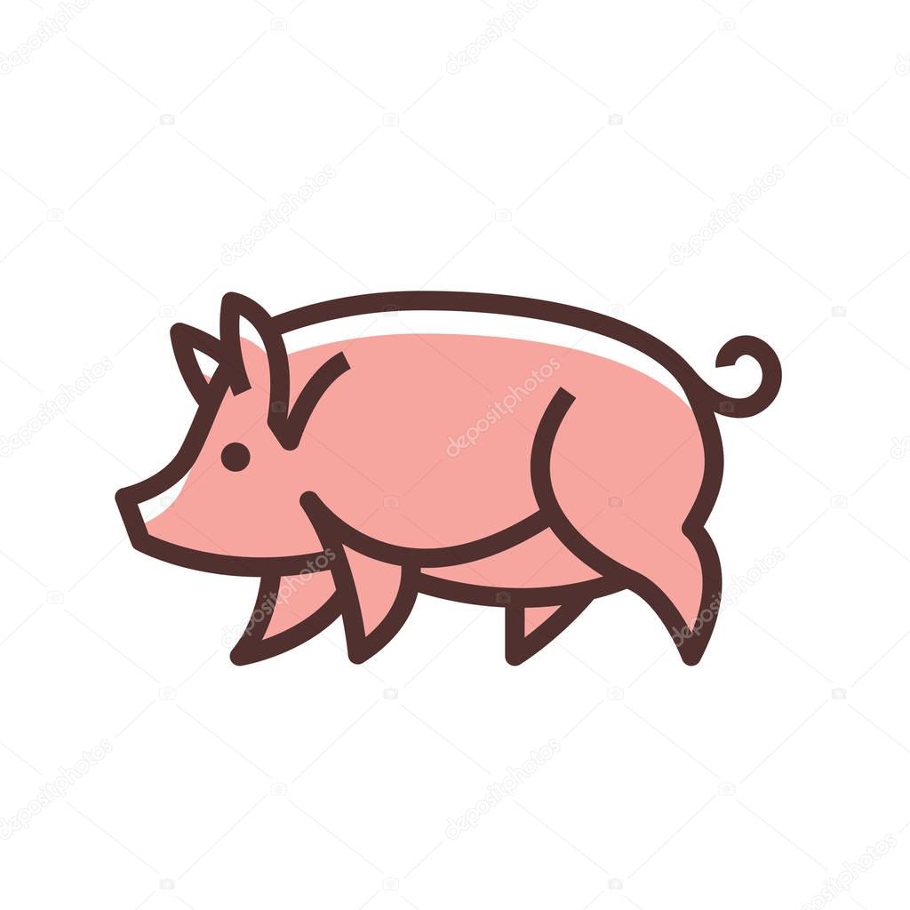 Colorful stylized drawing of pig