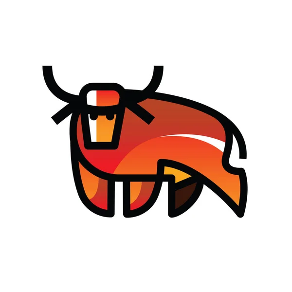 Motley kolorowe stylizowane rysunek stand bull lub krowy — Wektor stockowy